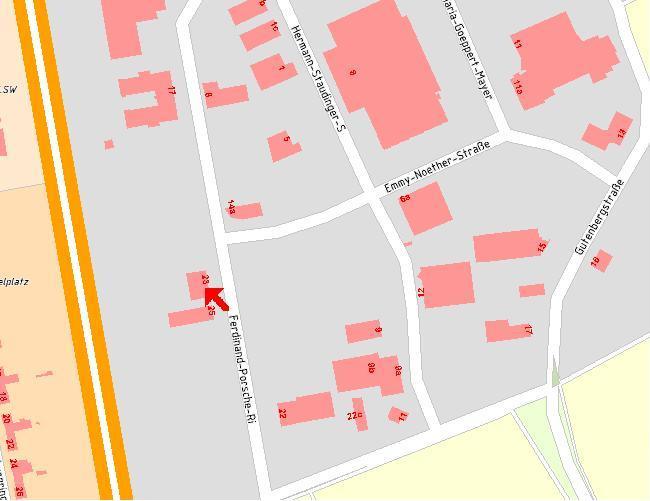 Anfahrt, von der B45 kommend Ausfahrt Industriegebiet Jügesheim. Dann Richtung Seligenstadt, an der ersten Ampel links und die erste Straße wieder links. Sie befinden sich schon im Ferdinand-Porsche-Ring.